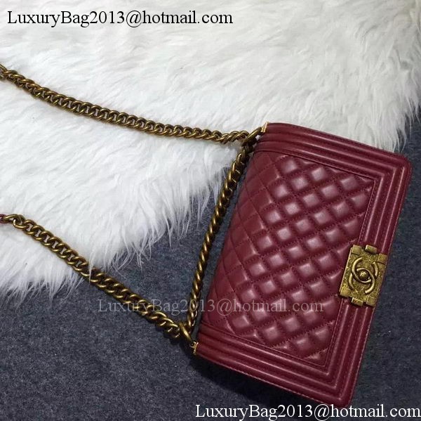 Chanel Boy Flap Shoulder Bag Burgundy Original Sheepskin Leather A67086 Bronze Chanel Boy Flap Shoulder Bag Burgundy Original Sheepskin Leather A67086 Bronze