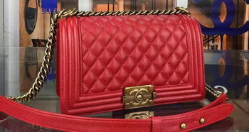 Chanel Boy Flap Shoulder Bag Red Original Calfskin Leather A8708 Bronze Chanel Boy Flap Shoulder Bag Red Original Calfskin Leather A8708 Bronze