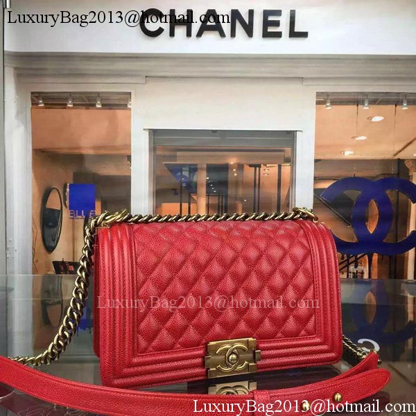 Chanel Boy Flap Shoulder Bag Red Original Calfskin Leather A8708 Bronze Chanel Boy Flap Shoulder Bag Red Original Calfskin Leather A8708 Bronze