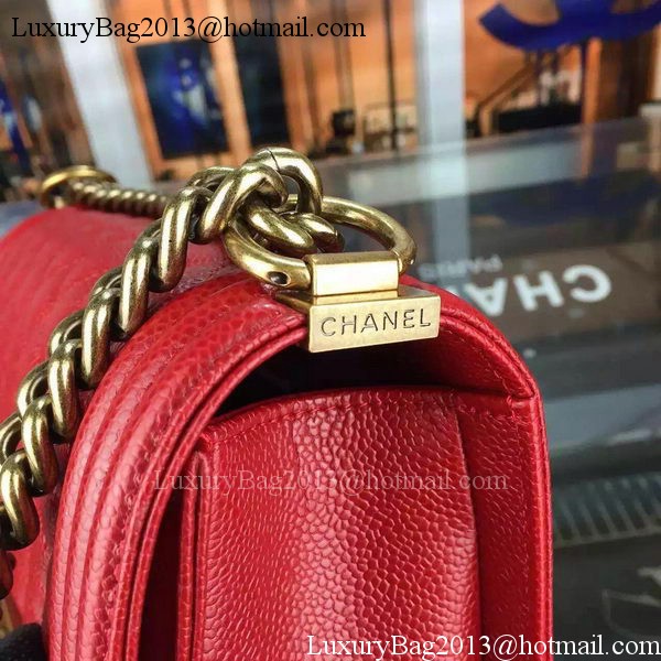 Chanel Boy Flap Shoulder Bag Red Original Calfskin Leather A8708 Bronze Chanel Boy Flap Shoulder Bag Red Original Calfskin Leather A8708 Bronze