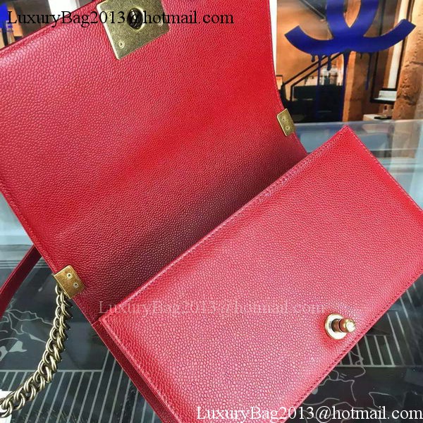 Chanel Boy Flap Shoulder Bag Red Original Calfskin Leather A8708 Bronze Chanel Boy Flap Shoulder Bag Red Original Calfskin Leather A8708 Bronze