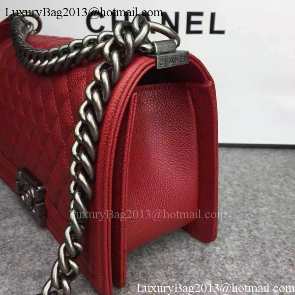Chanel Boy Flap Shoulder Bag Red Original Calfskin Leather A8708 Silver Chanel Boy Flap Shoulder Bag Red Original Calfskin Leather A8708 Silver