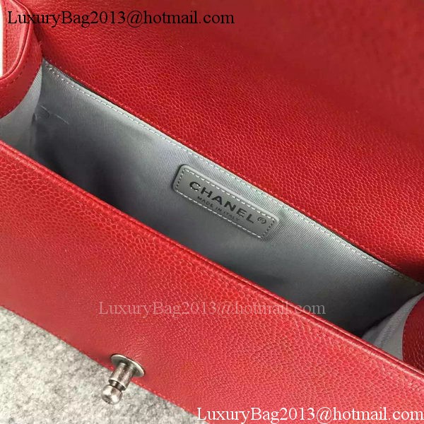 Chanel Boy Flap Shoulder Bag Red Original Calfskin Leather A8708 Silver Chanel Boy Flap Shoulder Bag Red Original Calfskin Leather A8708 Silver