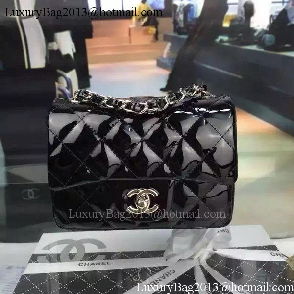 Chanel Classic mini Flap Bag Black Original Patent Leather CF7171 Silver Chanel Classic mini Flap Bag Black Original Patent Leather CF7171 Silver