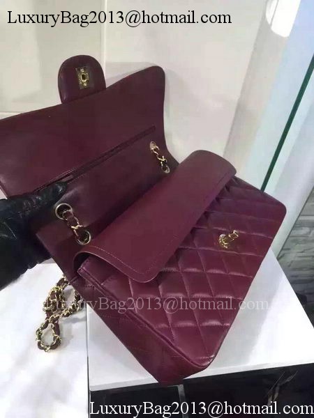 Chanel Jumbo Classic Flap Bag Burgundy Sheepskin Leather A1113 Gold Chanel Jumbo Classic Flap Bag Burgundy Sheepskin Leather A1113 Gold
