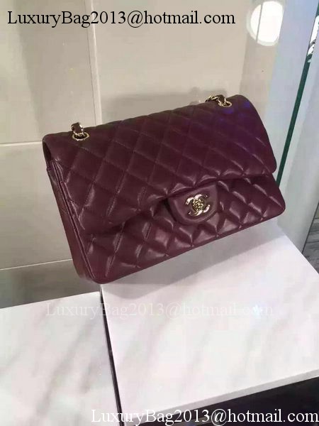 Chanel Jumbo Classic Flap Bag Burgundy Sheepskin Leather A1113 Gold Chanel Jumbo Classic Flap Bag Burgundy Sheepskin Leather A1113 Gold