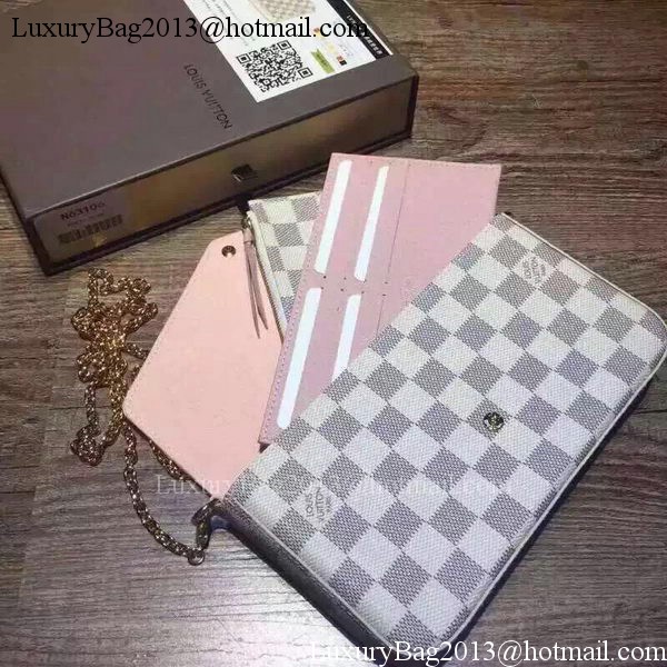 Louis Vuitton Damier Azur Canvas Felicie Chain Wallet N61276 Louis Vuitton Damier Azur Canvas Felicie Chain Wallet N61276