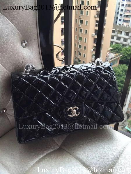 Chanel Classic Flap Bag Black Original Patent Leather A1113 Silver Chanel Classic Flap Bag Black Original Patent Leather A1113 Silver