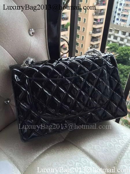 Chanel Classic Flap Bag Black Original Patent Leather A1113 Silver Chanel Classic Flap Bag Black Original Patent Leather A1113 Silver