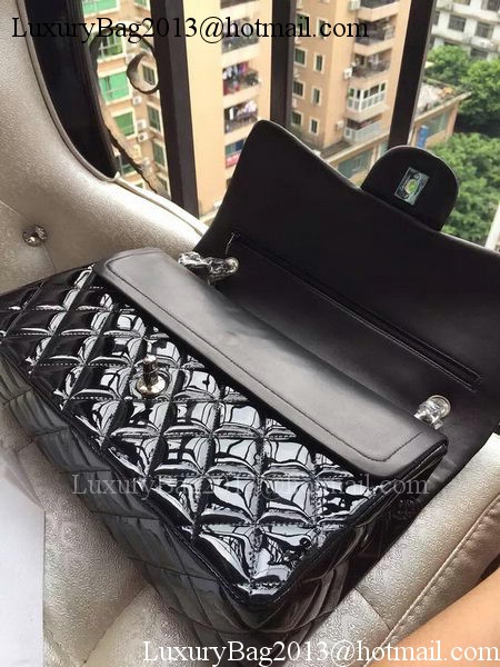 Chanel Classic Flap Bag Black Original Patent Leather A1113 Silver Chanel Classic Flap Bag Black Original Patent Leather A1113 Silver