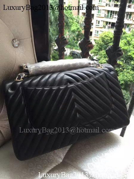 Chanel Classic Flap Bag Black Sheepskin Chevron Quilting A1113 Gold Chanel Classic Flap Bag Black Sheepskin Chevron Quilting A1113 Gold