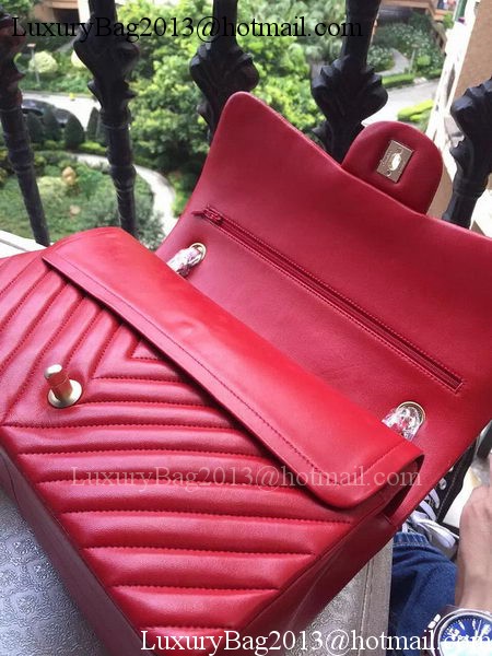 Chanel Classic Flap Bag Red Sheepskin Chevron Quilting A1113 Gold Chanel Classic Flap Bag Red Sheepskin Chevron Quilting A1113 Gold