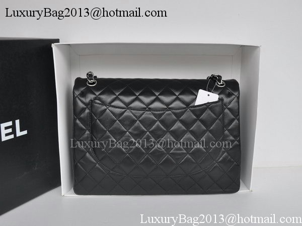 Chanel Maxi Classic Bag A36098 Black Sheepskin Silver Chanel Maxi Classic Bag A36098 Black Sheepskin Silver