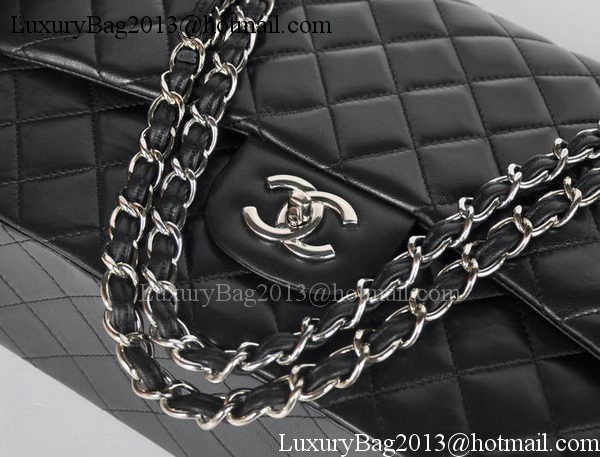 Chanel Maxi Classic Bag A36098 Black Sheepskin Silver Chanel Maxi Classic Bag A36098 Black Sheepskin Silver