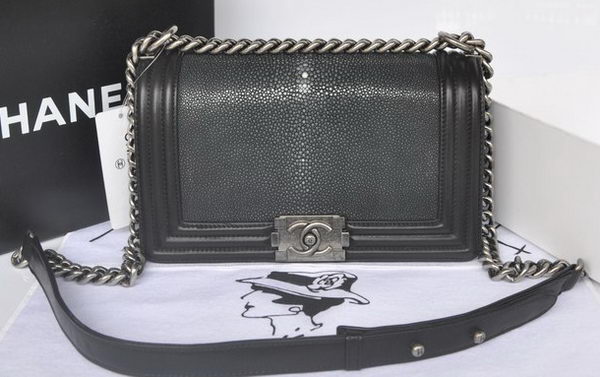 Boy Chanel Flap Shoulder Bag Pearl Leather A66230 Black