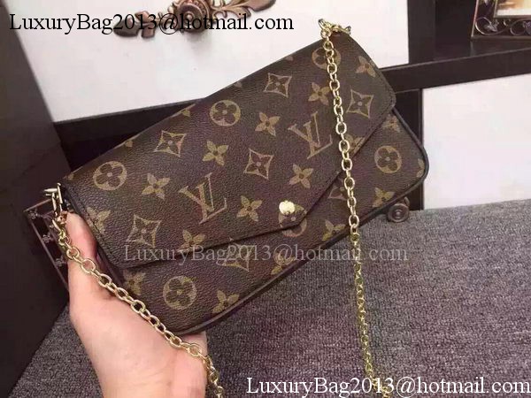 Louis Vuitton Monogram Canvas Felicie Chain Wallet M61276 Black Louis Vuitton Monogram Canvas Felicie Chain Wallet M61276 Black