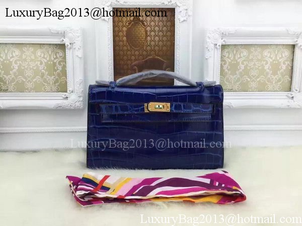Hermes MINI Kelly 22cm Tote Bag Croco Leather KL22 Blue Hermes MINI Kelly 22cm Tote Bag Croco Leather KL22 Blue