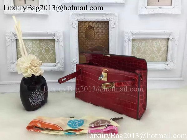 Hermes MINI Kelly 22cm Tote Bag Croco Leather KL22 Burgundy Hermes MINI Kelly 22cm Tote Bag Croco Leather KL22 Burgundy