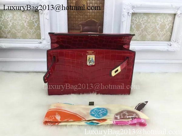 Hermes MINI Kelly 22cm Tote Bag Croco Leather KL22 Burgundy Hermes MINI Kelly 22cm Tote Bag Croco Leather KL22 Burgundy