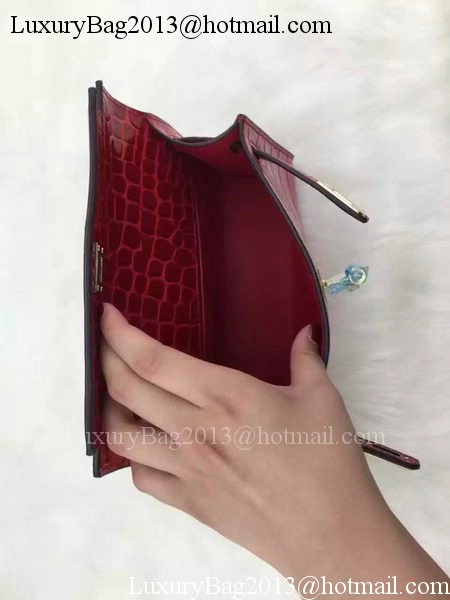 Hermes MINI Kelly 22cm Tote Bag Croco Leather KL22 Burgundy Hermes MINI Kelly 22cm Tote Bag Croco Leather KL22 Burgundy
