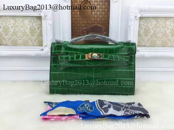 Hermes MINI Kelly 22cm Tote Bag Croco Leather KL22 Green Hermes MINI Kelly 22cm Tote Bag Croco Leather KL22 Green