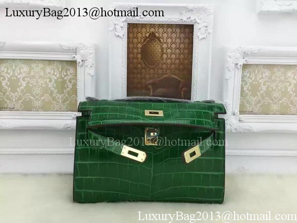 Hermes MINI Kelly 22cm Tote Bag Croco Leather KL22 Green Hermes MINI Kelly 22cm Tote Bag Croco Leather KL22 Green