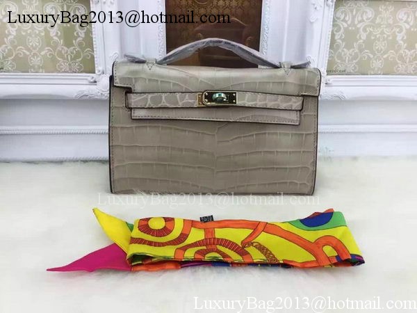 Hermes MINI Kelly 22cm Tote Bag Croco Leather KL22 Grey Hermes MINI Kelly 22cm Tote Bag Croco Leather KL22 Grey