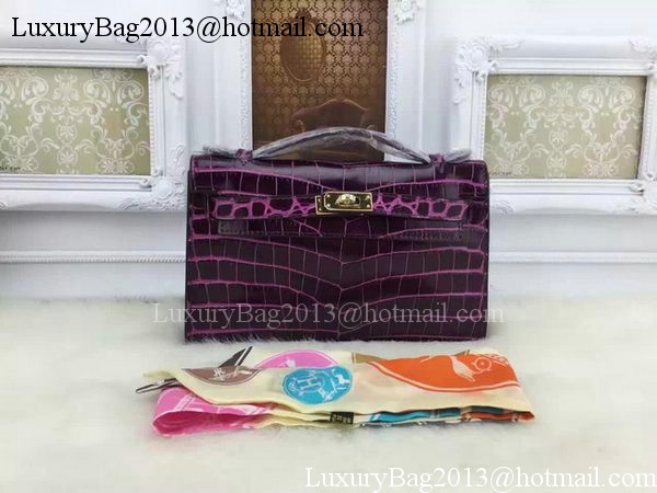 Hermes MINI Kelly 22cm Tote Bag Croco Leather KL22 Purple Hermes MINI Kelly 22cm Tote Bag Croco Leather KL22 Purple