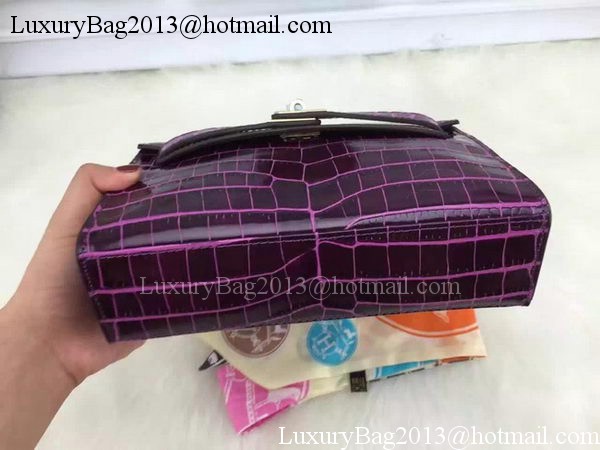 Hermes MINI Kelly 22cm Tote Bag Croco Leather KL22 Purple Hermes MINI Kelly 22cm Tote Bag Croco Leather KL22 Purple