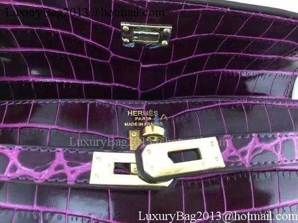 Hermes MINI Kelly 22cm Tote Bag Croco Leather KL22 Purple Hermes MINI Kelly 22cm Tote Bag Croco Leather KL22 Purple