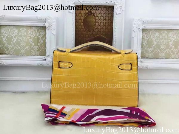 Hermes MINI Kelly 22cm Tote Bag Croco Leather KL22 Yellow Hermes MINI Kelly 22cm Tote Bag Croco Leather KL22 Yellow