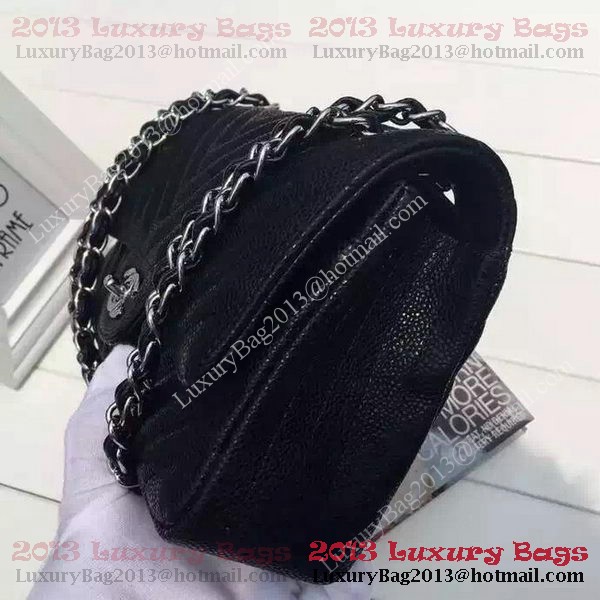 Chanel 2.55 Series Flap Bag Black Cannage Pattern Chevron Leather A1112V Silver Chanel 2.55 Series Flap Bag Black Cannage Pattern Chevron Leather A1112V Silver