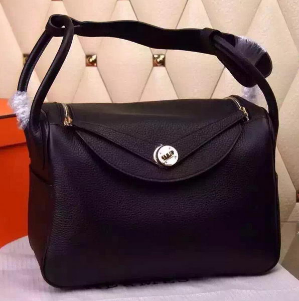 Hermes Lindy 30CM Leather Shoulder Bag H0881 Black