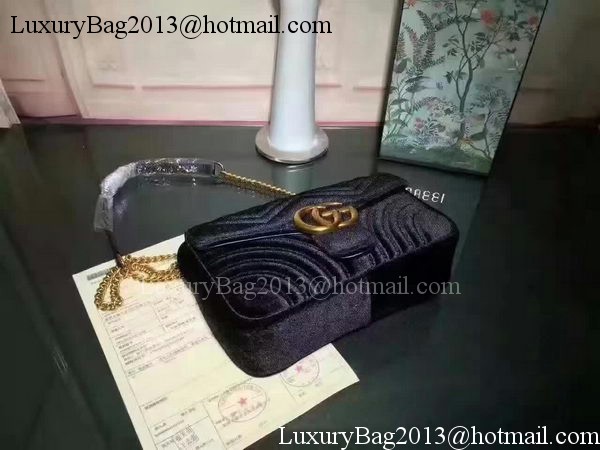 Gucci GG Marmont Velvet Shoulder Bag 443497 Black Gucci GG Marmont Velvet Shoulder Bag 443497 Black