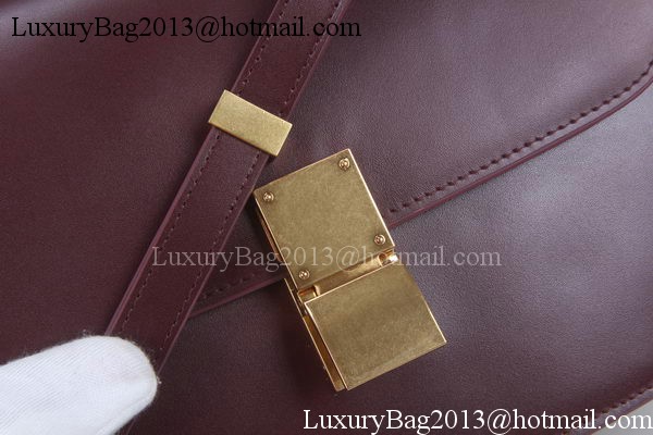 Celine Classic Box Flap Bag Calfskin Leather C3369 Burgundy Celine Classic Box Flap Bag Calfskin Leather C3369 Burgundy