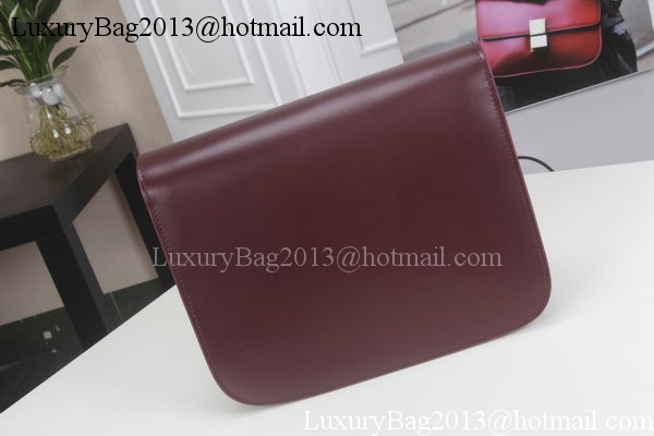 Celine Classic Box Flap Bag Calfskin Leather C3369 Burgundy Celine Classic Box Flap Bag Calfskin Leather C3369 Burgundy