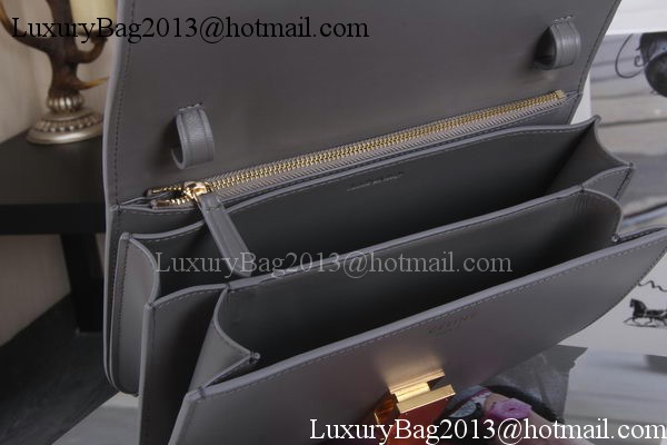 Celine Classic Box Flap Bag Calfskin Leather C3369 Grey Celine Classic Box Flap Bag Calfskin Leather C3369 Grey