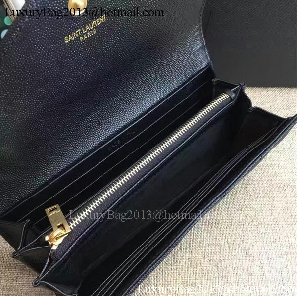 Yves Saint Laurent Monogramme Calfskin Leather Flap Wallet Y38202 Black Yves Saint Laurent Monogramme Calfskin Leather Flap Wallet Y38202 Black