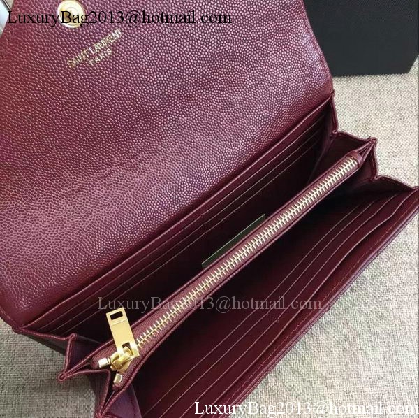 Yves Saint Laurent Monogramme Calfskin Leather Flap Wallet Y38202 Wine Yves Saint Laurent Monogramme Calfskin Leather Flap Wallet Y38202 Wine