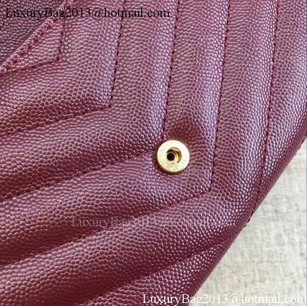 Yves Saint Laurent Monogramme Calfskin Leather Flap Wallet Y38202 Wine Yves Saint Laurent Monogramme Calfskin Leather Flap Wallet Y38202 Wine