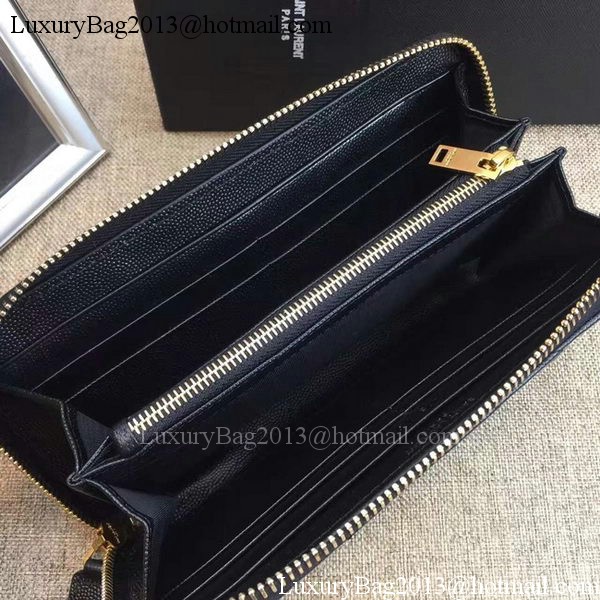 Yves Saint Laurent Monogramme Calfskin Leather Zippy Wallet Y38204 Black Yves Saint Laurent Monogramme Calfskin Leather Zippy Wallet Y38204 Black