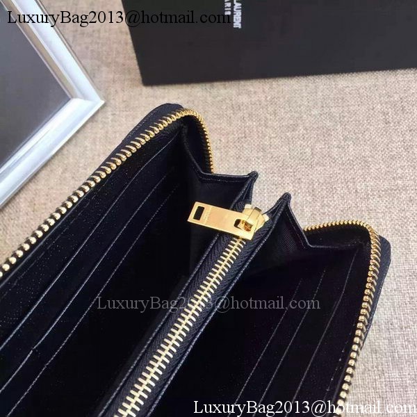 Yves Saint Laurent Monogramme Calfskin Leather Zippy Wallet Y38204 Black Yves Saint Laurent Monogramme Calfskin Leather Zippy Wallet Y38204 Black