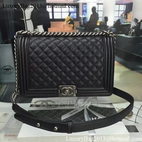Boy Chanel Flap Bags Original Black Cannage Pattern A67088 Silver Boy Chanel Flap Bags Original Black Cannage Pattern A67088 Silver