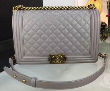 Boy Chanel Flap Bags Original Grey Cannage Pattern A67088 Gold Boy Chanel Flap Bags Original Grey Cannage Pattern A67088 Gold