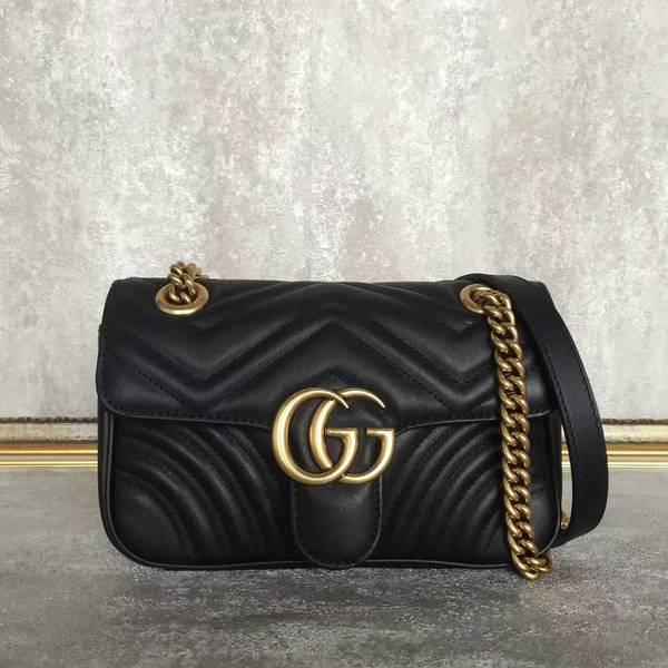 Gucci Now GG Marmont Mini Shoulder Bag 446744 Black Gucci Now GG Marmont Mini Shoulder Bag 446744 Black