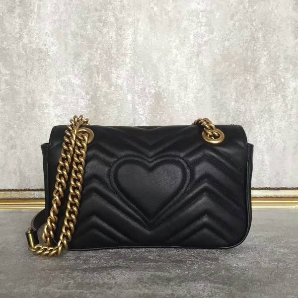 Gucci Now GG Marmont Mini Shoulder Bag 446744 Black Gucci Now GG Marmont Mini Shoulder Bag 446744 Black