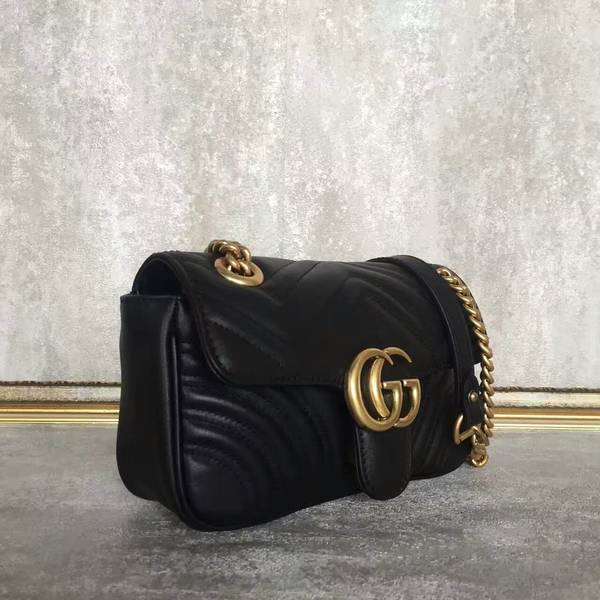 Gucci Now GG Marmont Mini Shoulder Bag 446744 Black Gucci Now GG Marmont Mini Shoulder Bag 446744 Black