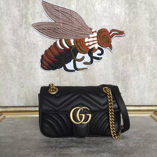 Gucci Now GG Marmont Mini Shoulder Bag 446744 Black Gucci Now GG Marmont Mini Shoulder Bag 446744 Black