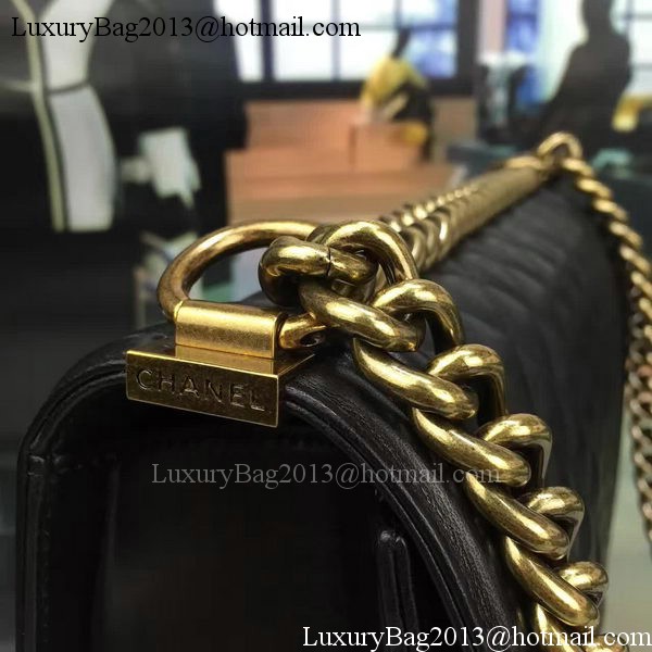 Boy Chanel Flap Bag Black Original Sheepskin Leather A67088 Gold Boy Chanel Flap Bag Black Original Sheepskin Leather A67088 Gold
