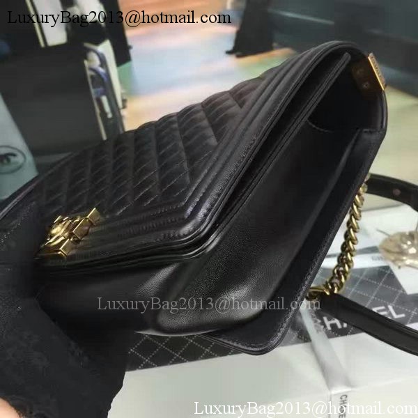 Boy Chanel Flap Bag Black Original Sheepskin Leather A67088 Gold Boy Chanel Flap Bag Black Original Sheepskin Leather A67088 Gold